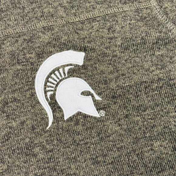 Michigan State Spartans MSU NCAA Football Full Zip Fleece Sweater Brown Large - Picture 3 of 8